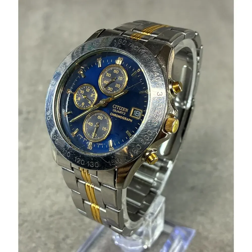 Rare Citizen 1993 Chronograph Works 0510‑C50065 KA Blue Men's Watch Parts Repair